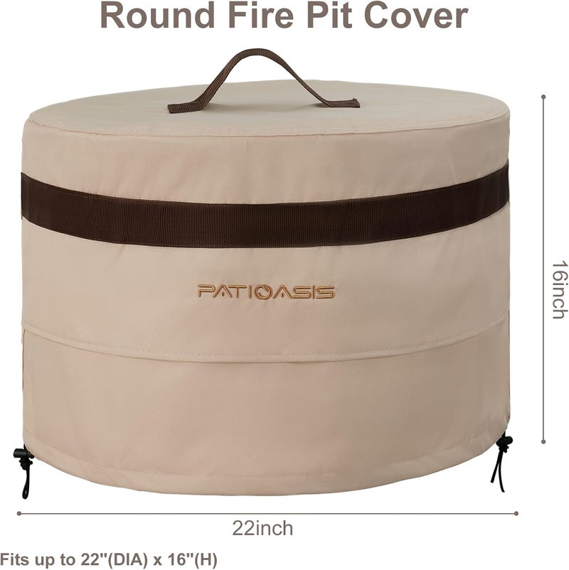 PATIOASIS غطاء مدفأة دائري مقاوم للماء 22''D x 16''H لمدفأة سولو ستوف بونفاير غطاء واقي للمدفأة غطاء أثاث خارجي متين لملحقات سولو ستوف يوكون - Image 3